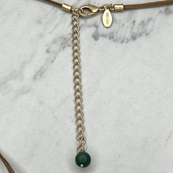 Chico's Brown Cord Gold Colorful Beaded Pendant Boho Necklace ✨ - Picture 4 of 9